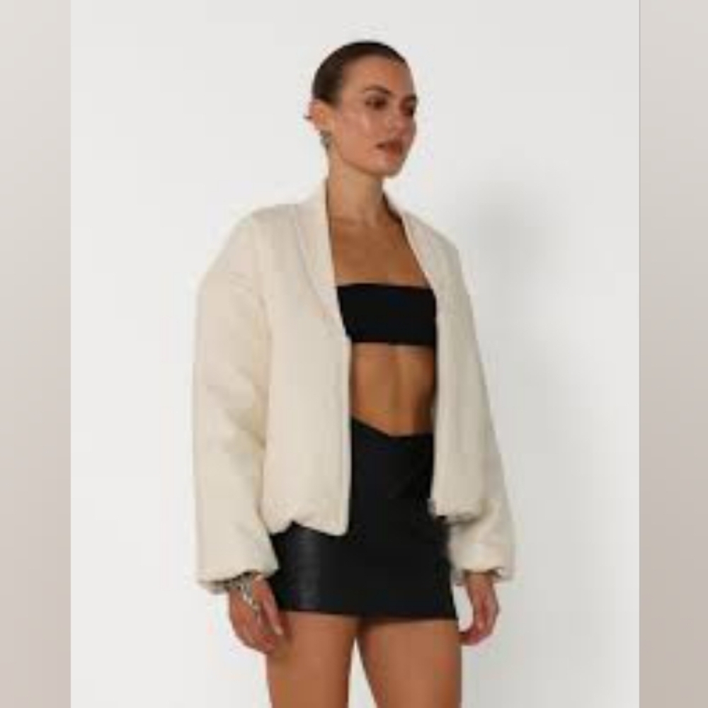 By Dyln Atticus Oversized Puffer Coat Faux Leather Bomber Jacket, Size M - Picture 2 of 15